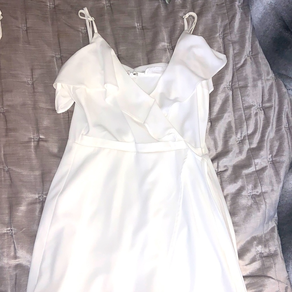 White ruffle tied romper